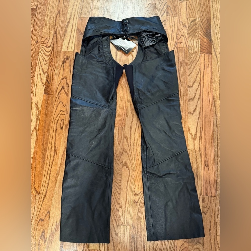 Harley Davidson Black Leather Motorcycle Chaps - Picture 6 of 6